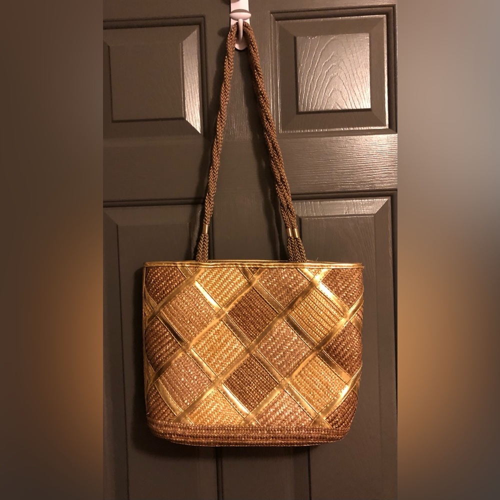 Vintage Straw Weaved Wicker Worthington Handbag Purse/ Tote